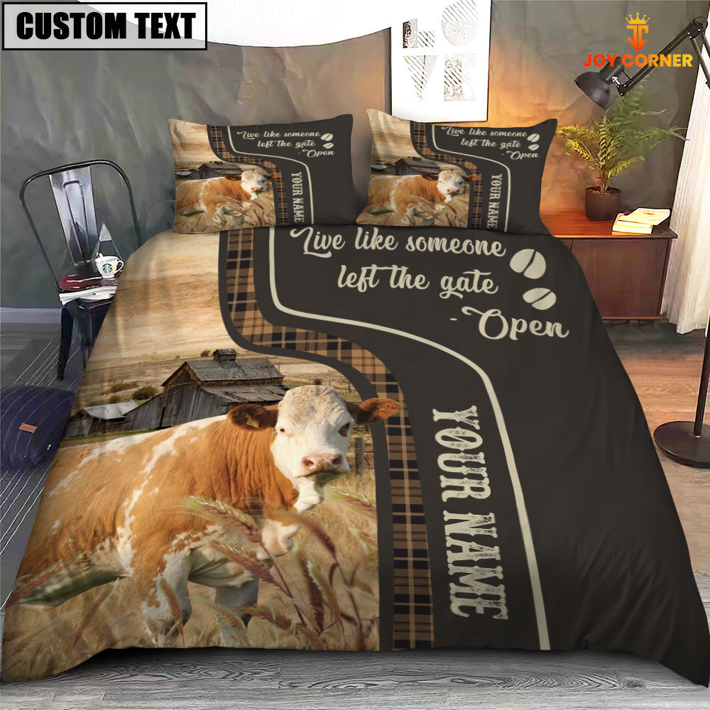 Simmental Like Someone Left The Gate Open Customized Name 3D Bedding Set