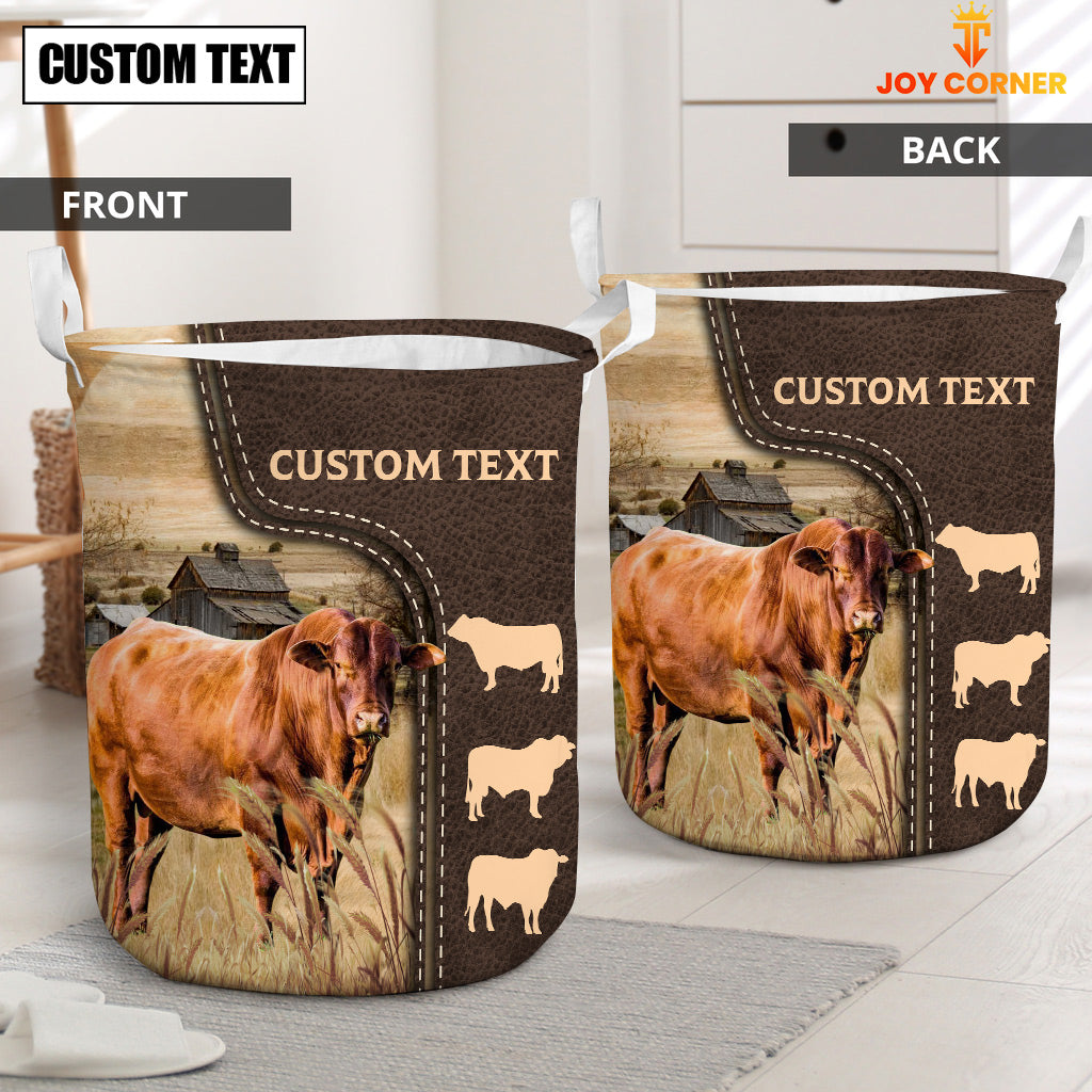 Santa Gertrudis Custom Name Leather Pattern Laundry Basket