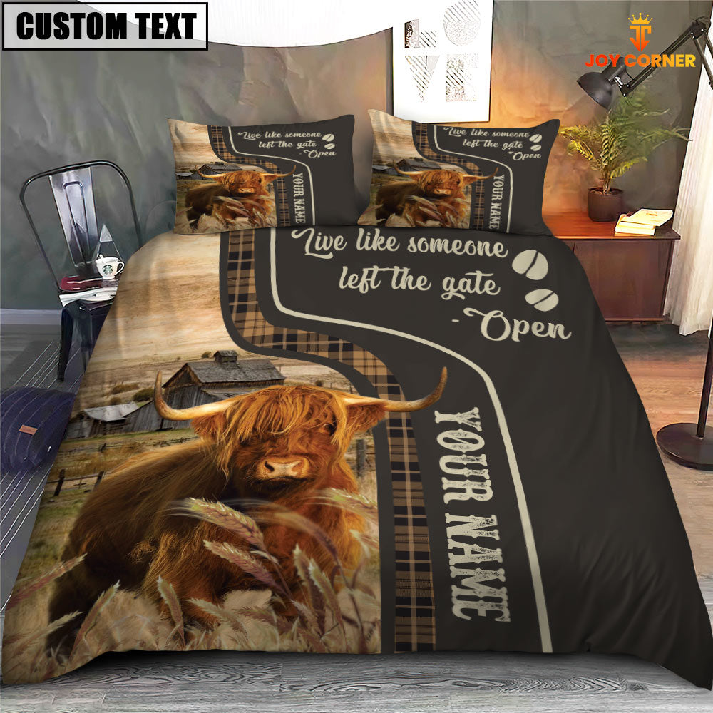 Highland Cattle Like Someone Left The Gate Open Customized Name 3D Bedding Set