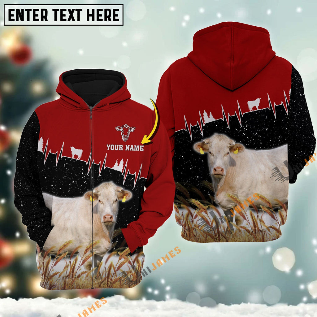 Personalized Name Charolais Xmas Hoodie