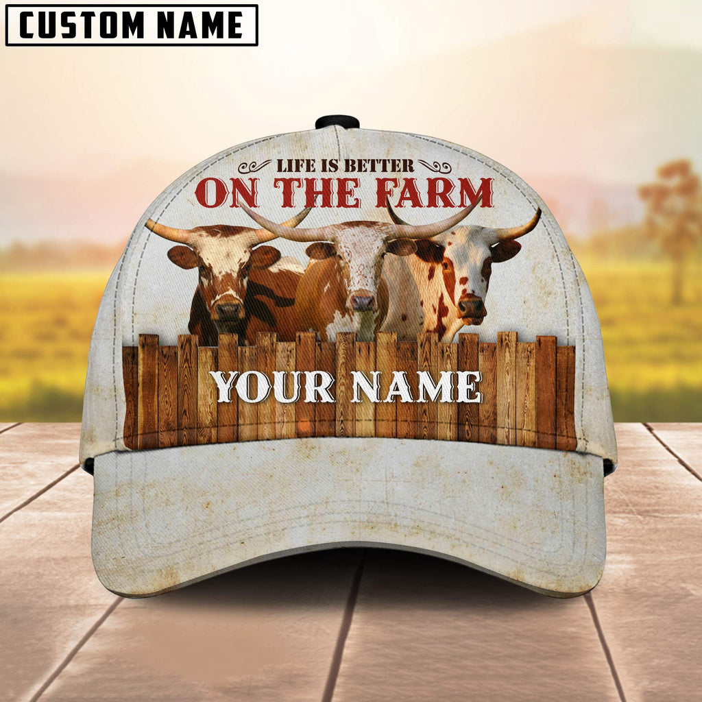 Texas Longhorn Better On The Farm Customized Name Cap
