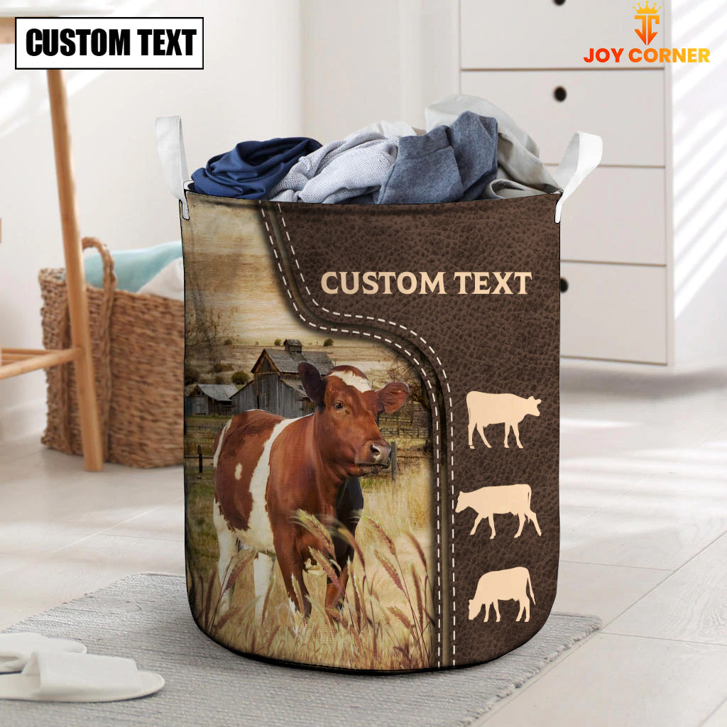 Ayrshires Custom Name Leather Pattern Laundry Basket