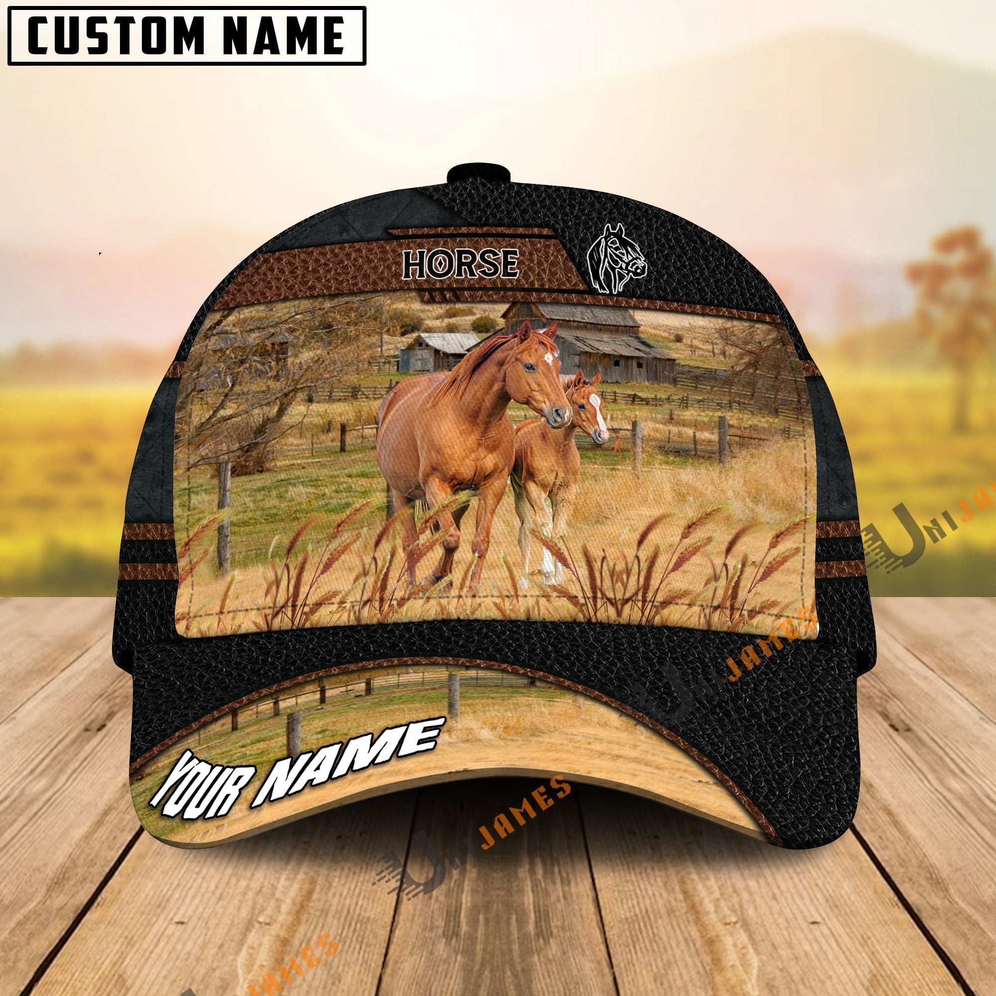 Horse Family Customized Name Cap