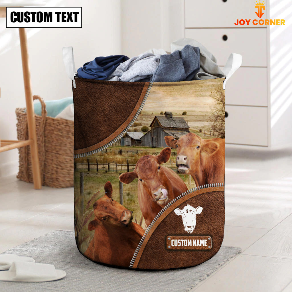 Red Angus Custom Name Laundry Basket