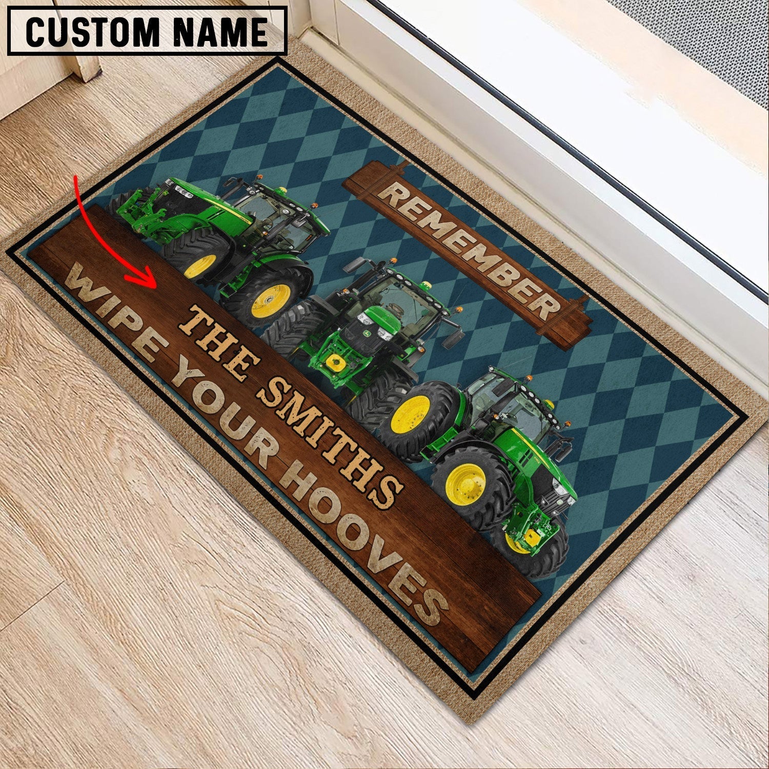 Tractor Wipe Your Hooves Custom Name Doormat