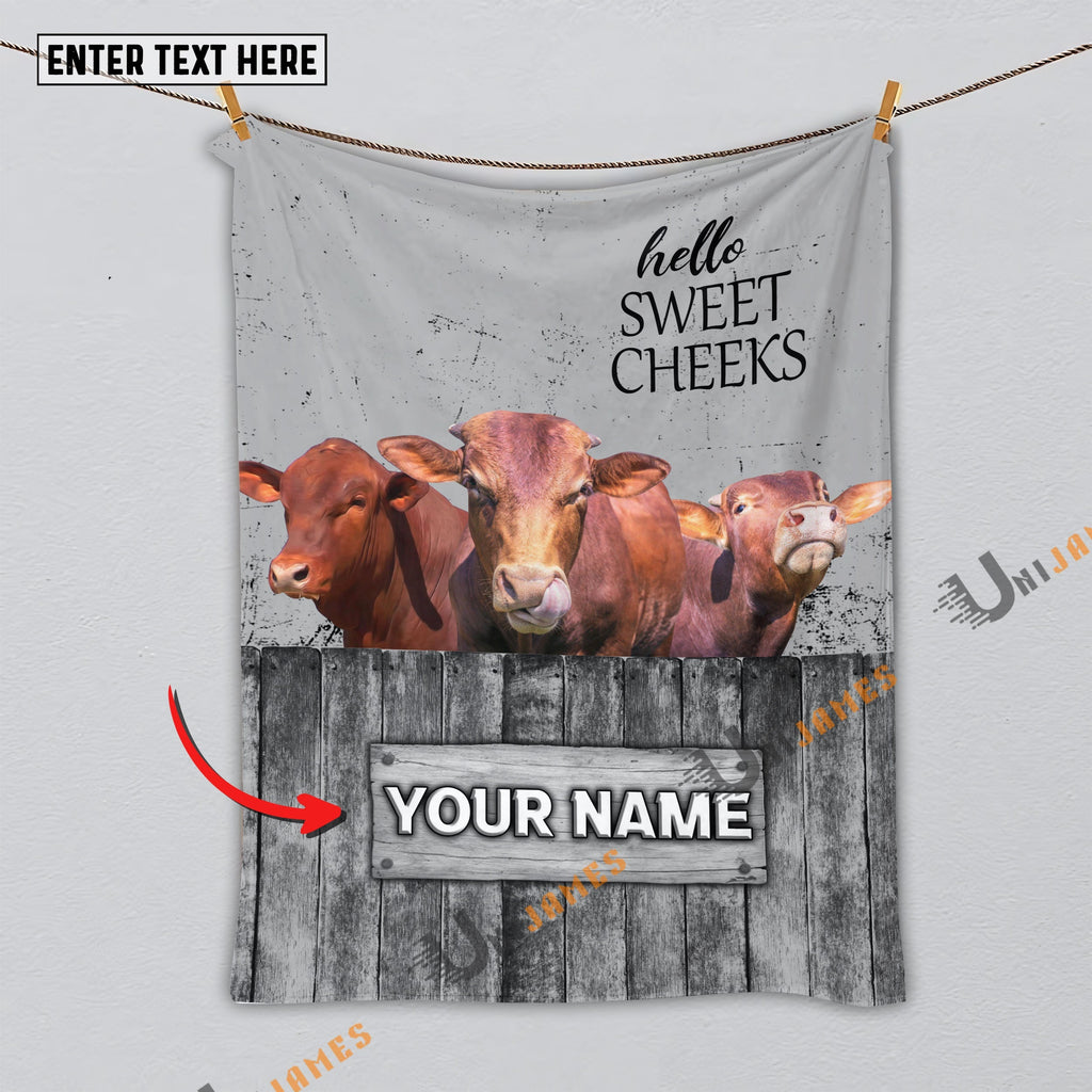 Personalized Name Beefmaster Hello Sweet Cheeks Pattern Blanket