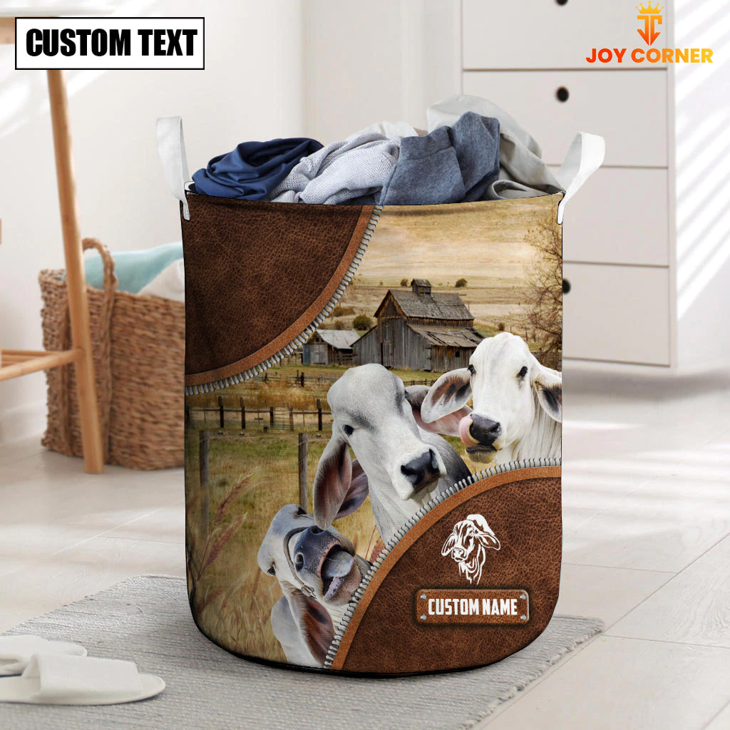 Brahman Cow Custom Name Laundry Basket