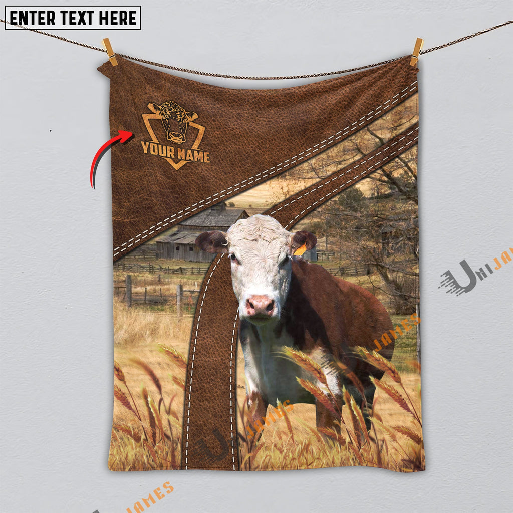 Personalized Name Hereford Brown Blanket