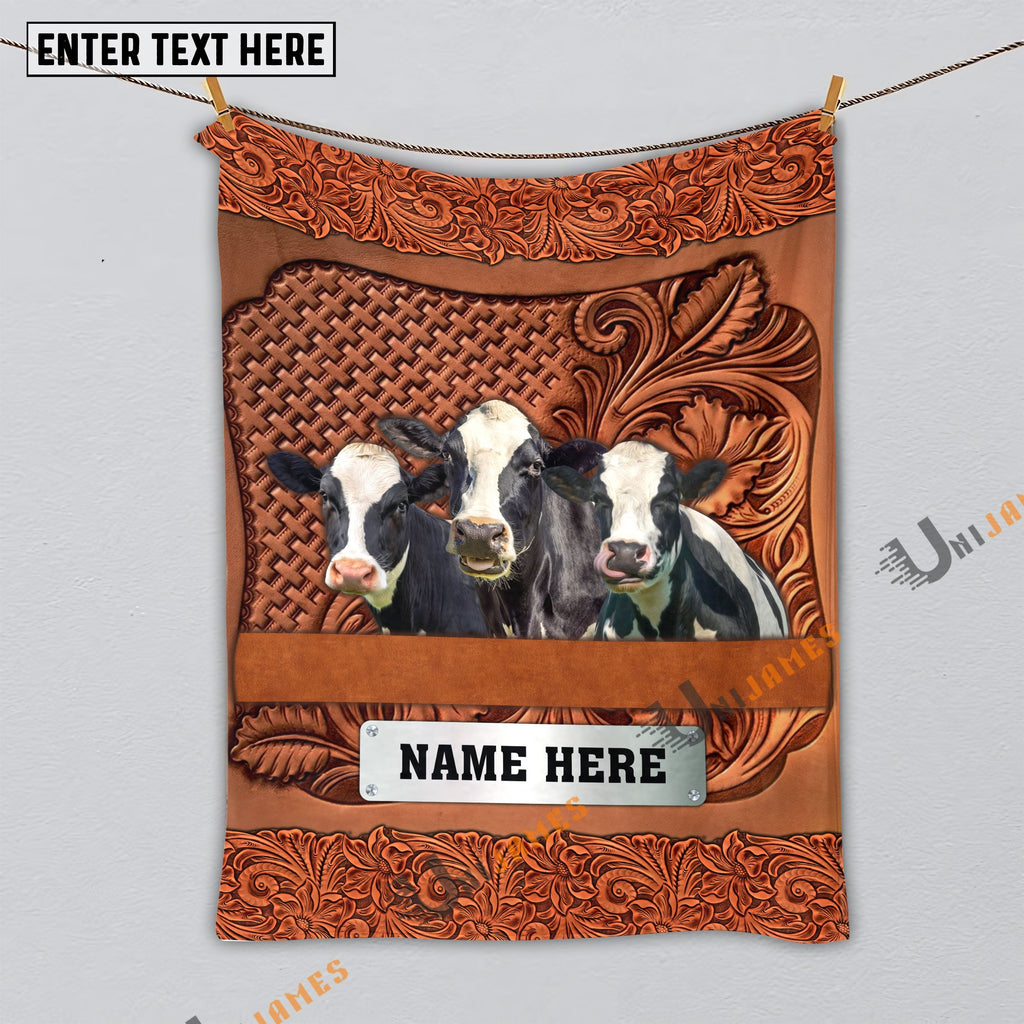 Holstein Cattle Farming Life Personalized Name Blanket
