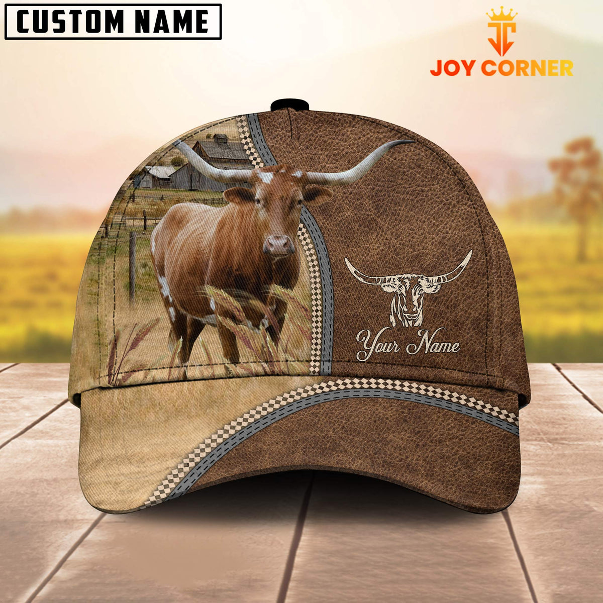 Personalized Name Texas Longhorn Farming Cap