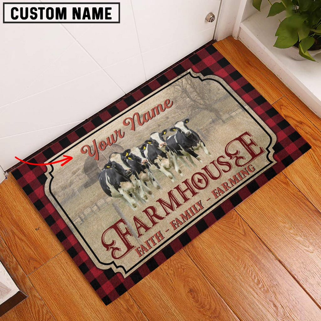 Holstein Faith Family Farming Custom Name Doormat
