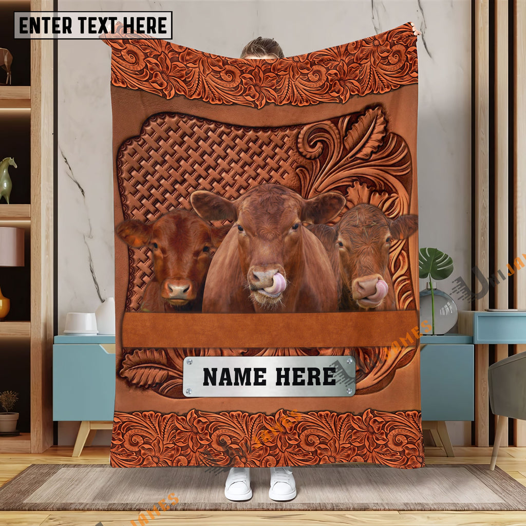 Red Angus Farming Life Personalized Name Blanket
