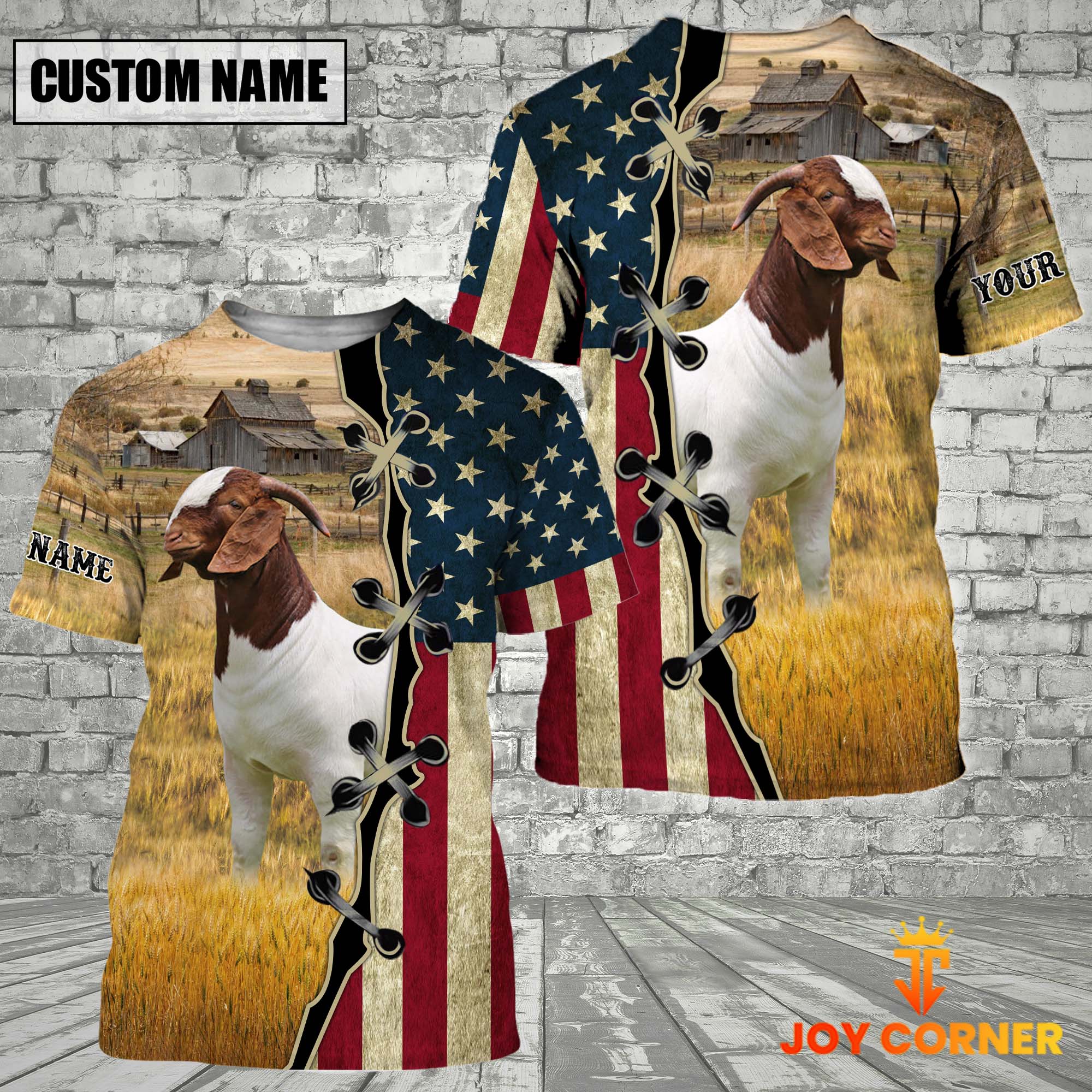 Boer On Farms Custom Name American Flag 3D Shirt