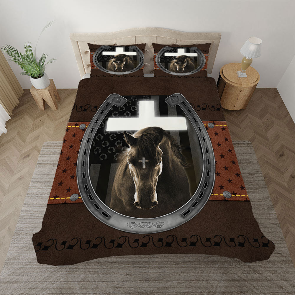 Jesus And Black Horse Bedding set