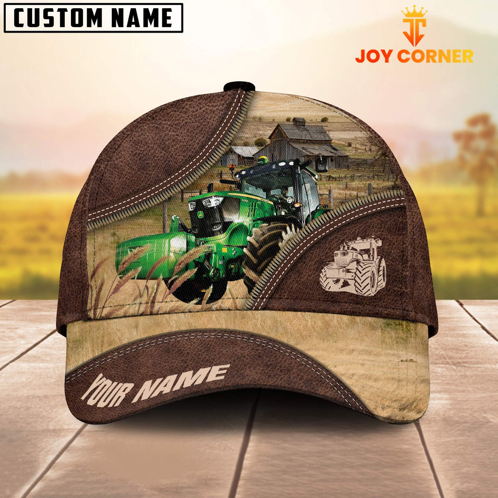 Tractor On The Farm Customized Name 3D Brown Cap