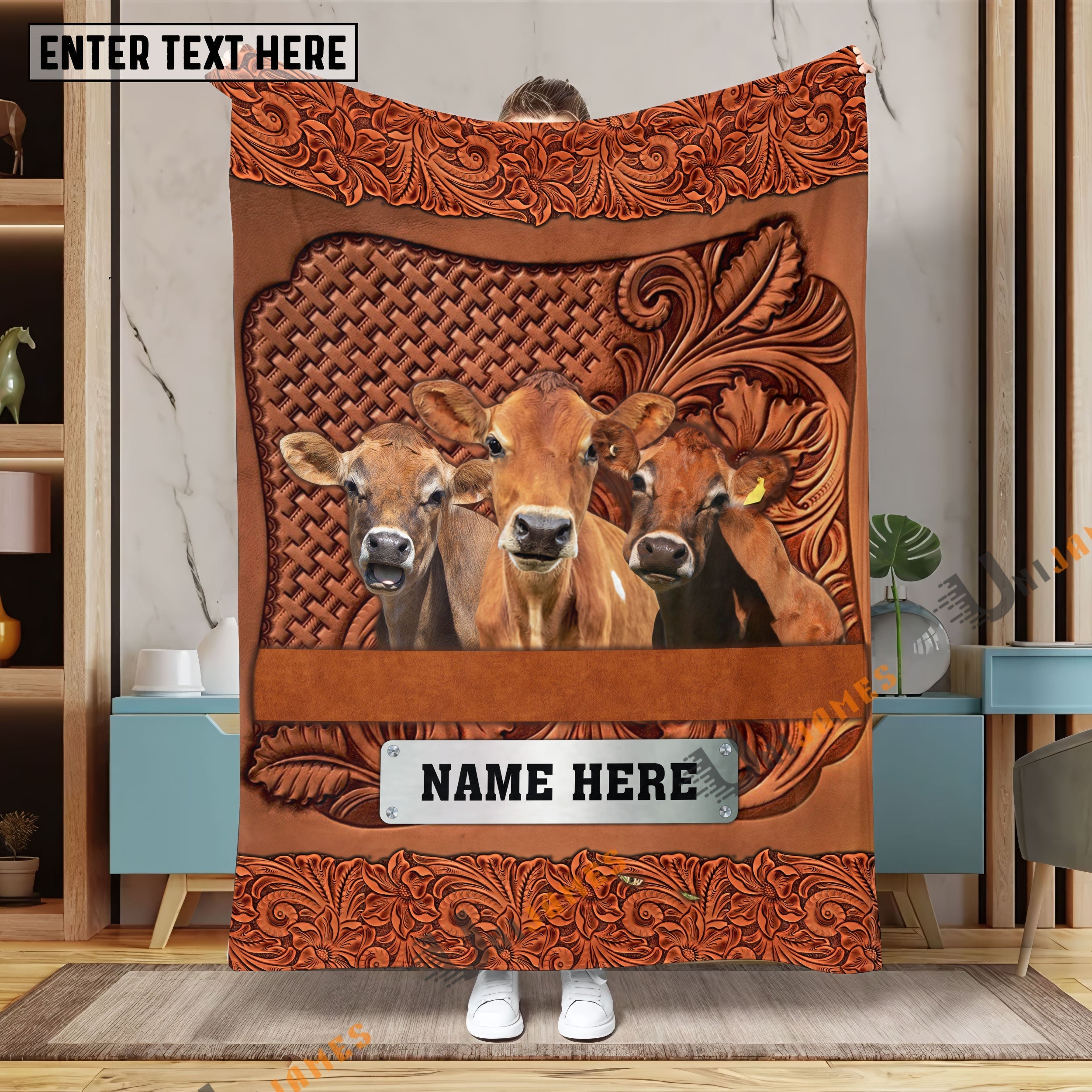 Jersey Cattle Farming Life Personalized Name Blanket