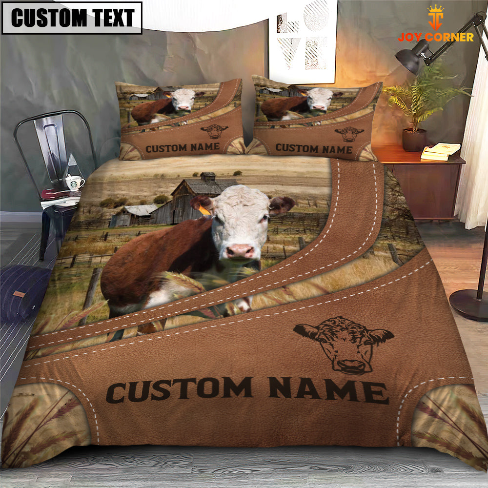 Custom Name Hereford On Farm Bedding Set