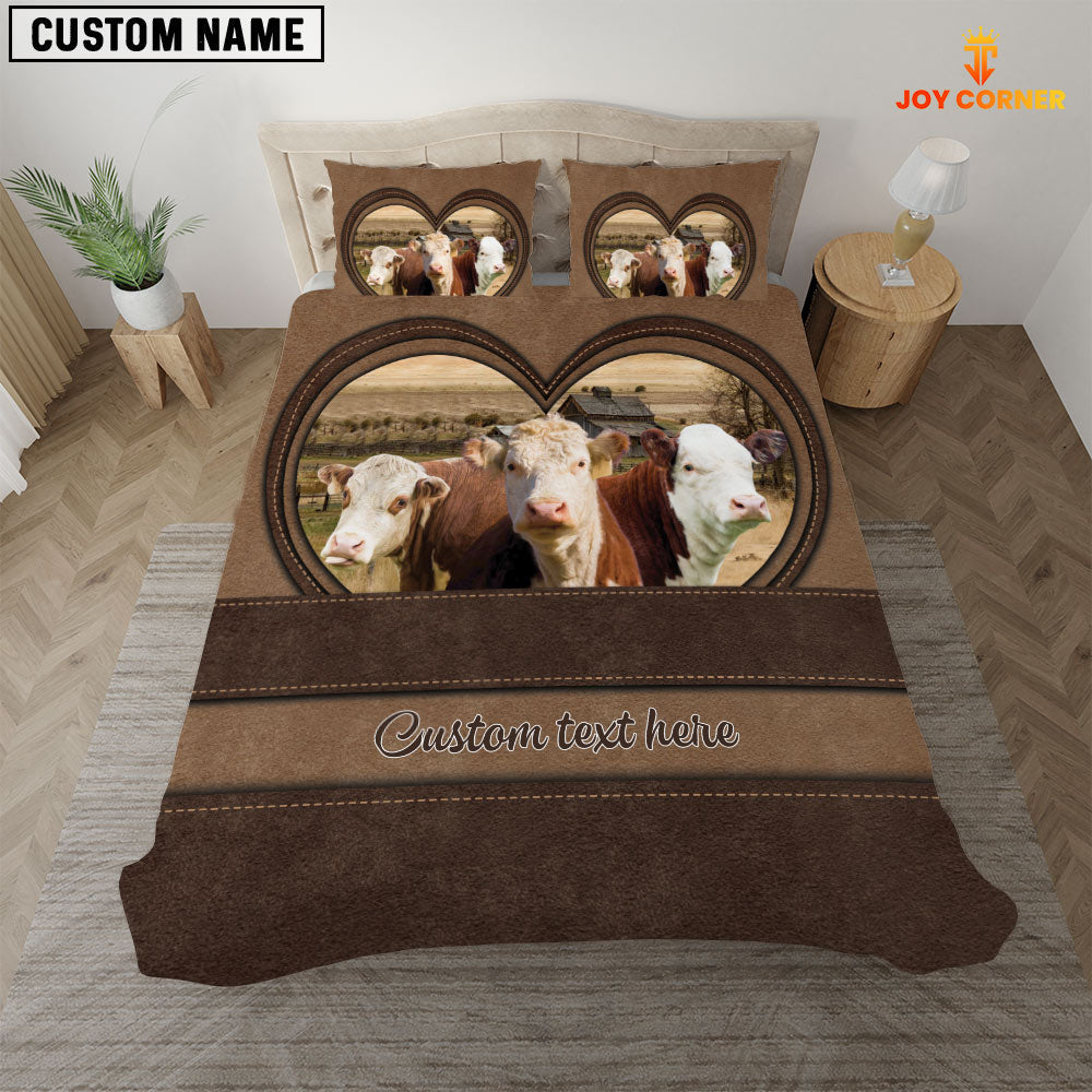 Hereford In Heart Custom Name Bedding Set