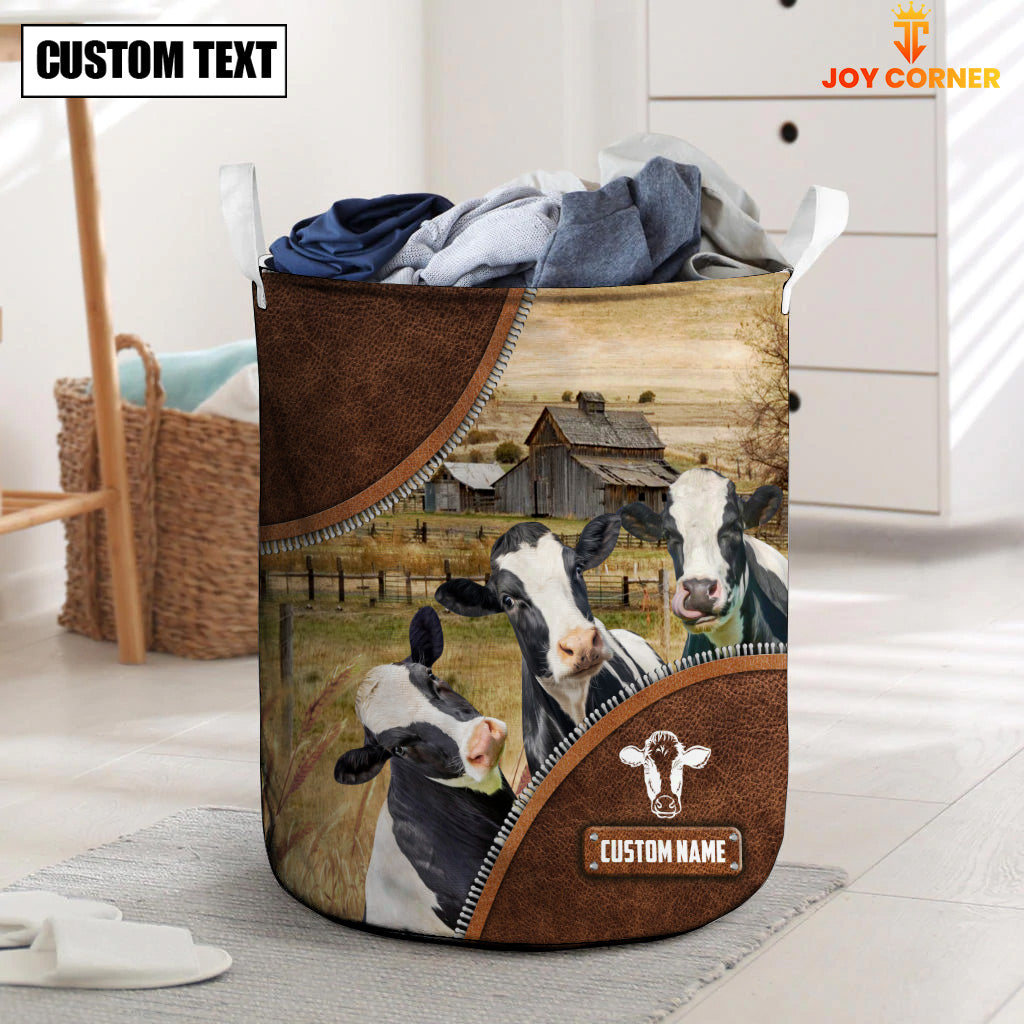 Holstein Cow Custom Name Laundry Basket