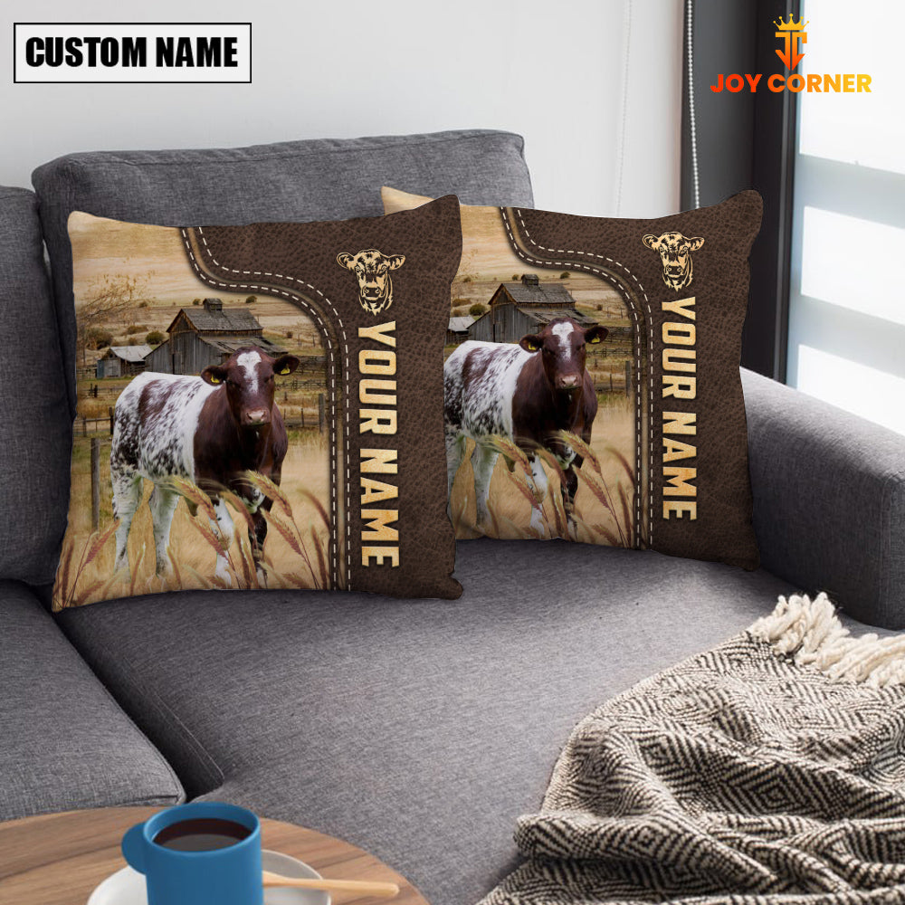 Shorthorn Custom Name Leather Pattern Pillow Case