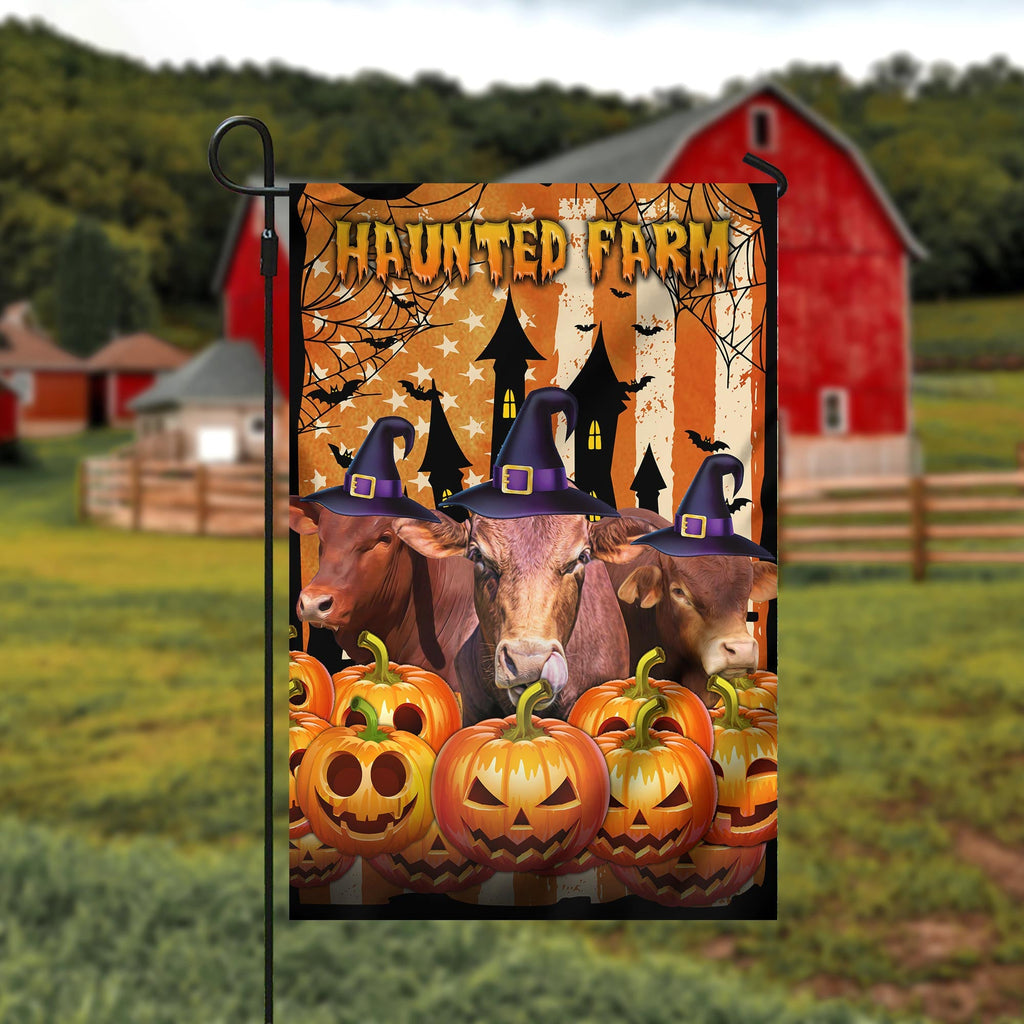 Beefmaster Cattle Haunted Farm Halloween Flag