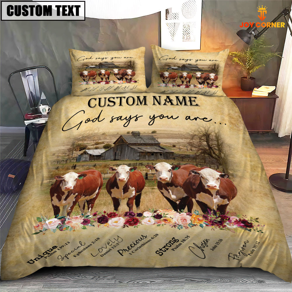 Hereford God Says You Are Custom Name Bedding Set