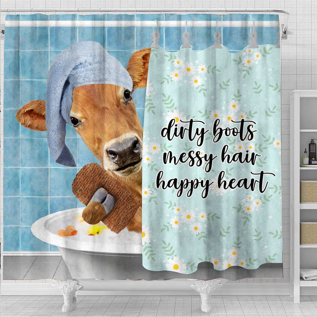 Jersey Dirty Boots, Messy Hair, Happy Heart  3D Shower Curtain