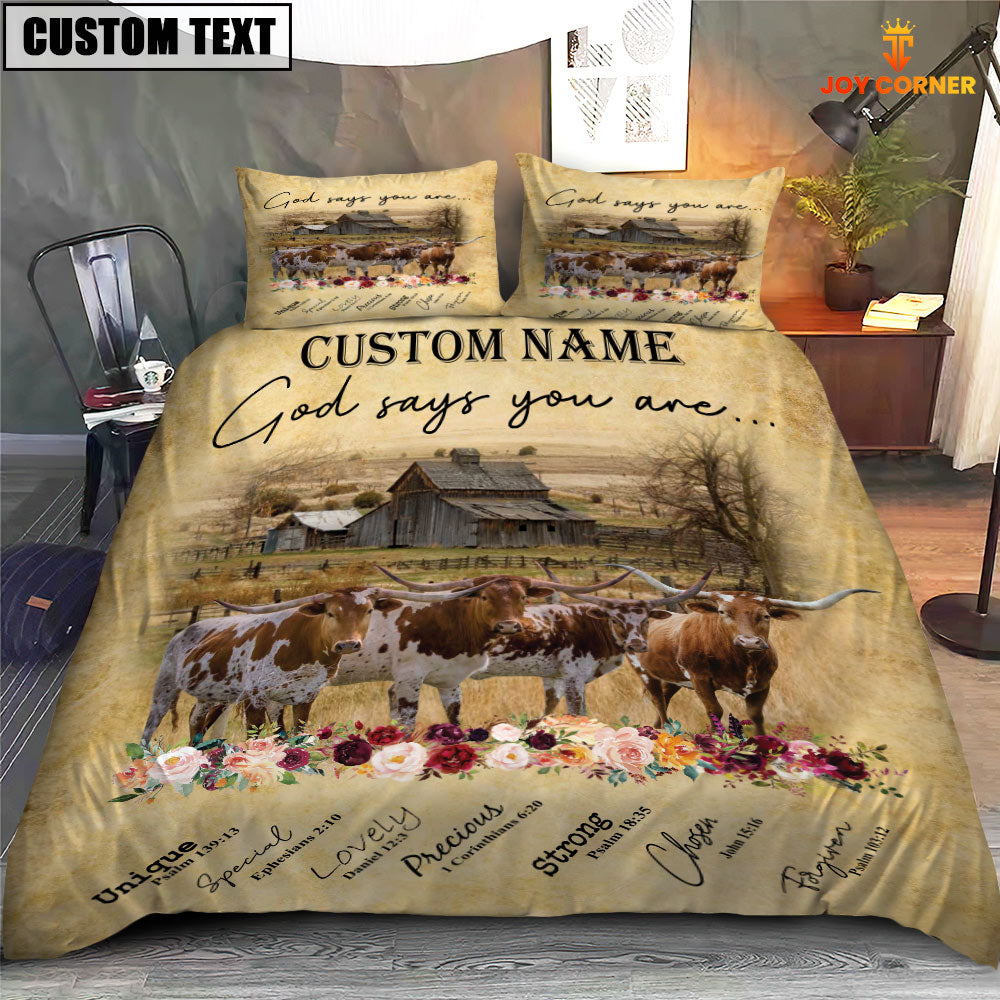 Texas Longhorn God Says You Are Custom Name Bedding Set