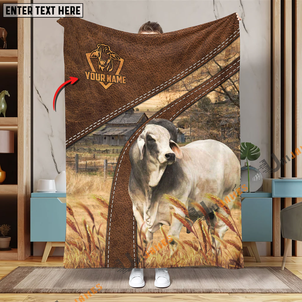 Personalized Name Brahman Brown Blanket