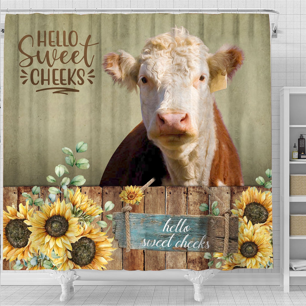 Hereford Hello Sweet Cheeks 3D Shower Curtain