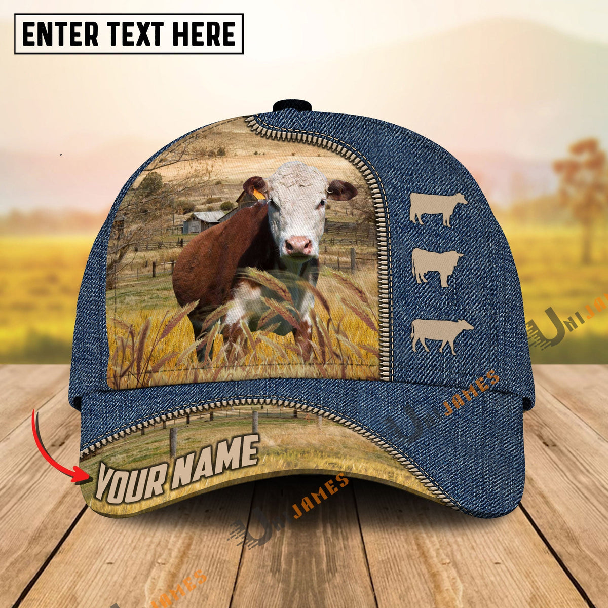 Hereford Farm Jeans Pattern Customized Name Cap