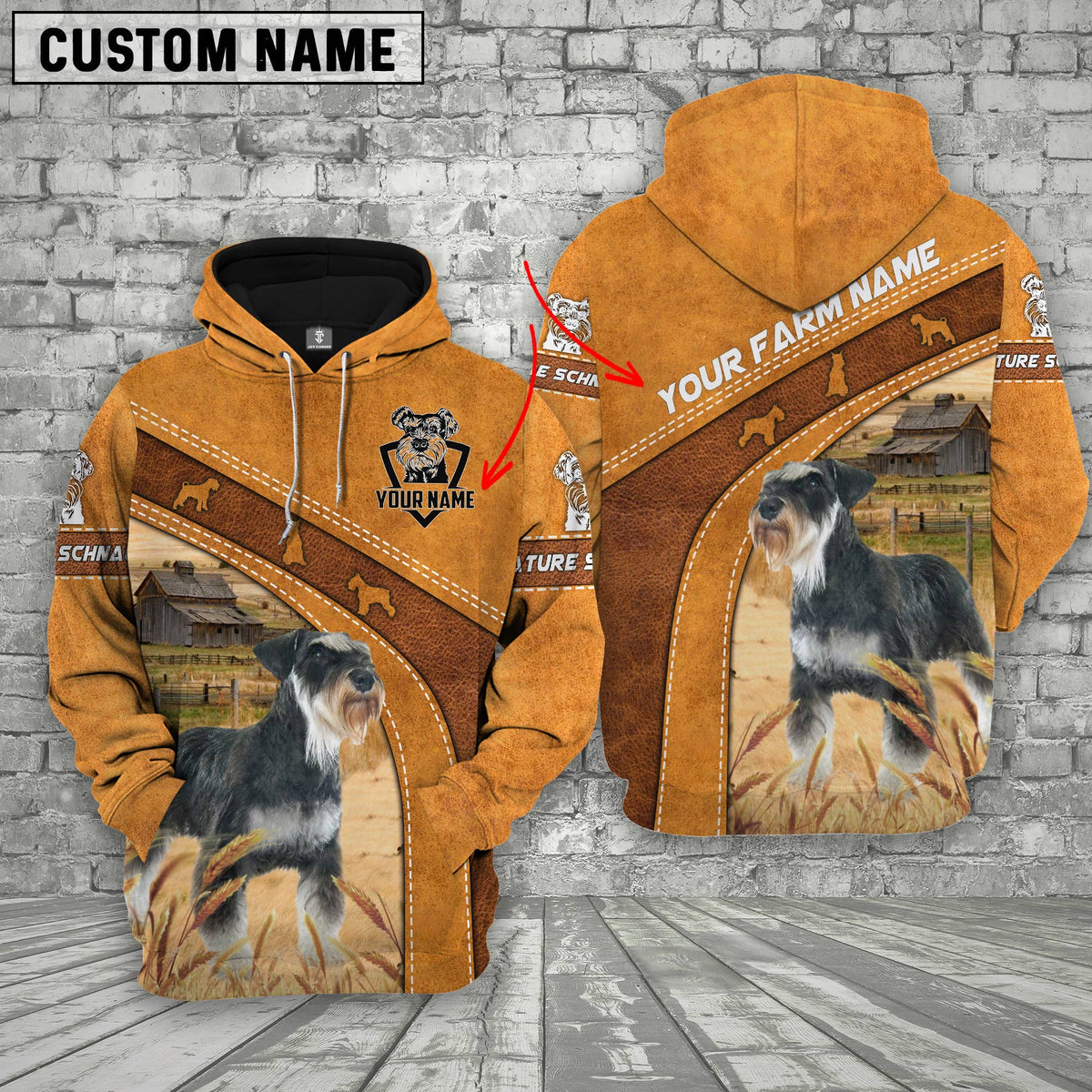 Miniature Schnauzer Races Custom Name Printed 3D Hoodie
