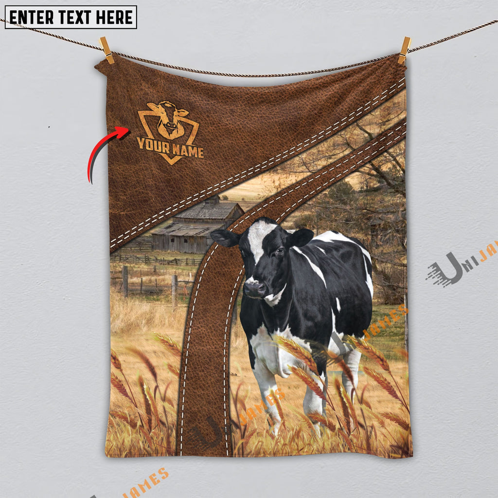 Personalized Name Holstein Brown Blanket