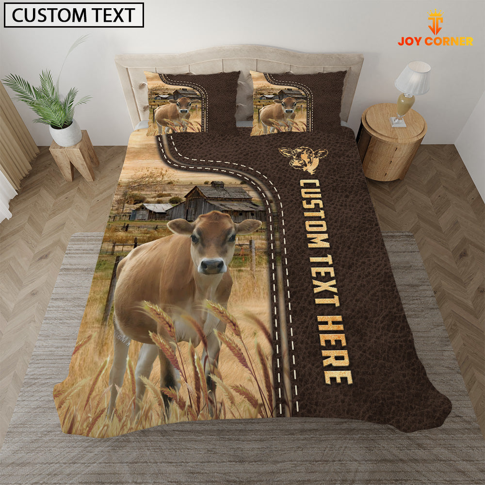 Jersey Custom Text Leather Pattern Bedding Set