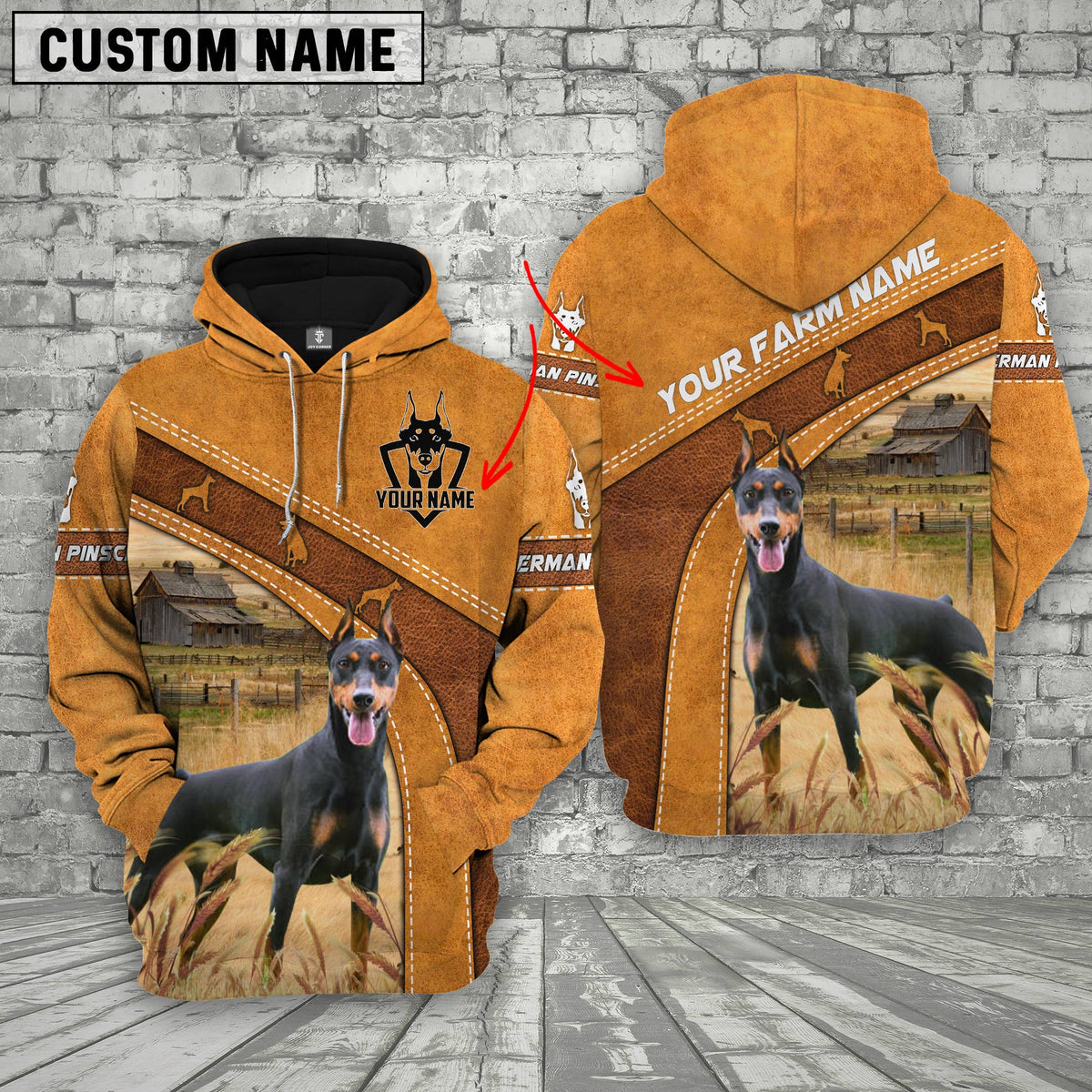 Doberman Pinscher Races Custom Name Printed 3D Hoodie