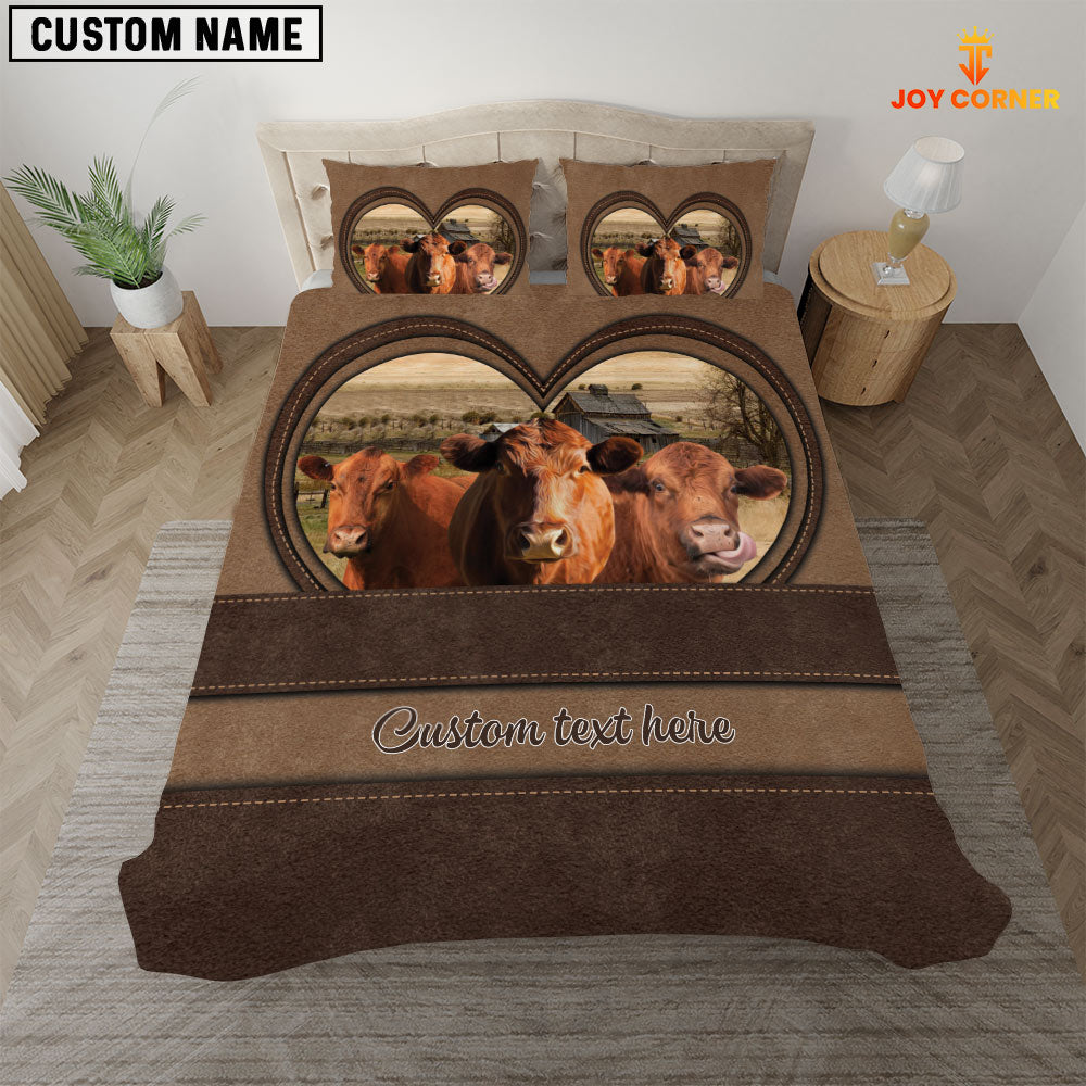 Red Angus In Heart Custom Name Bedding Set