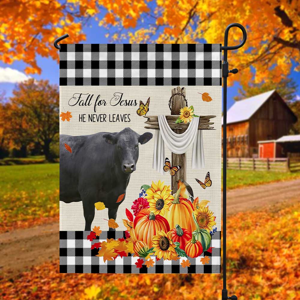 Black Angus Cattle Fall For Jesus Flag