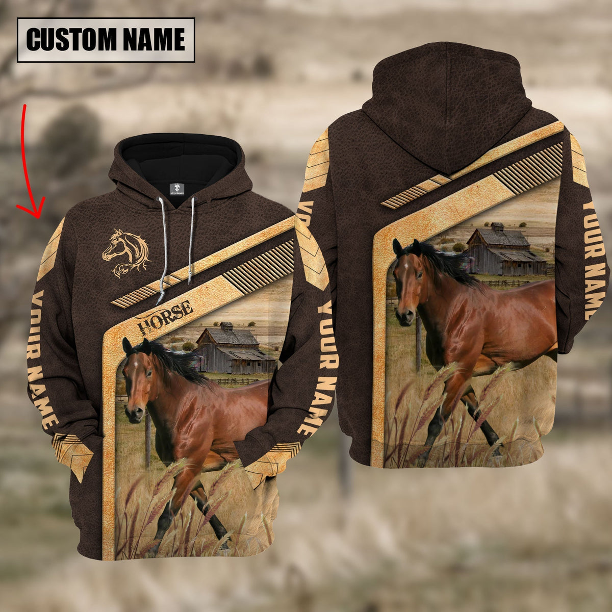 Horse On The Meadow Custom Name Hoodie