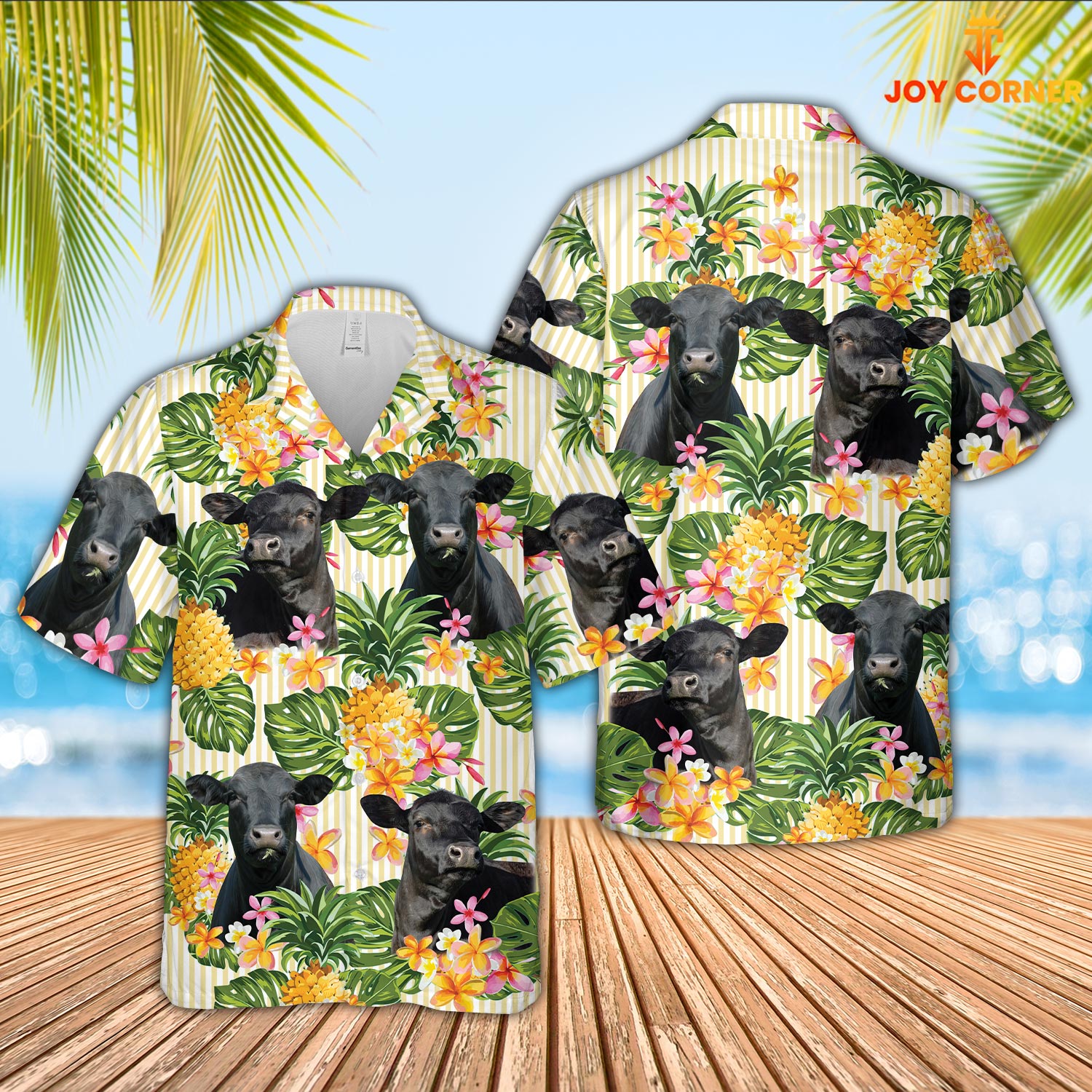 Black Angus Pineapple Pattern Hawaiian Shirt