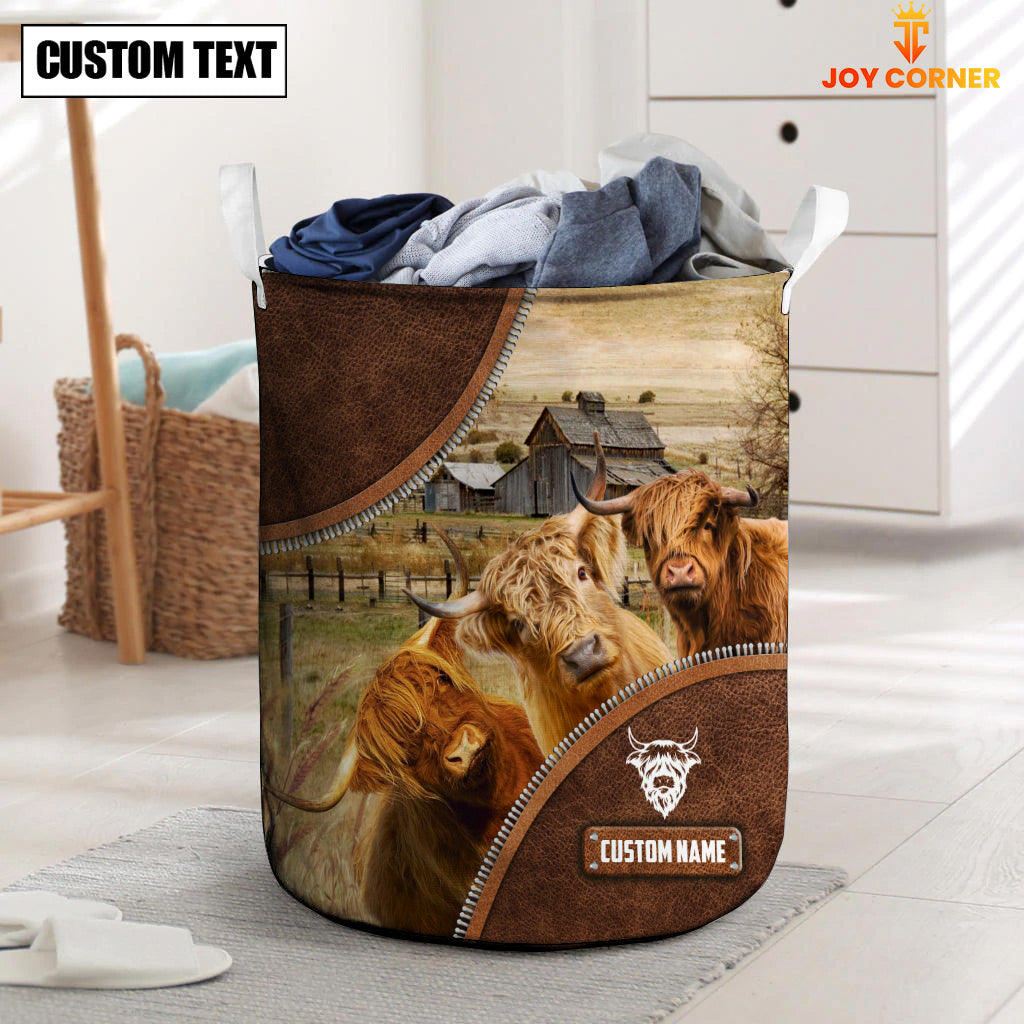 Highland Cow Custom Name Laundry Basket