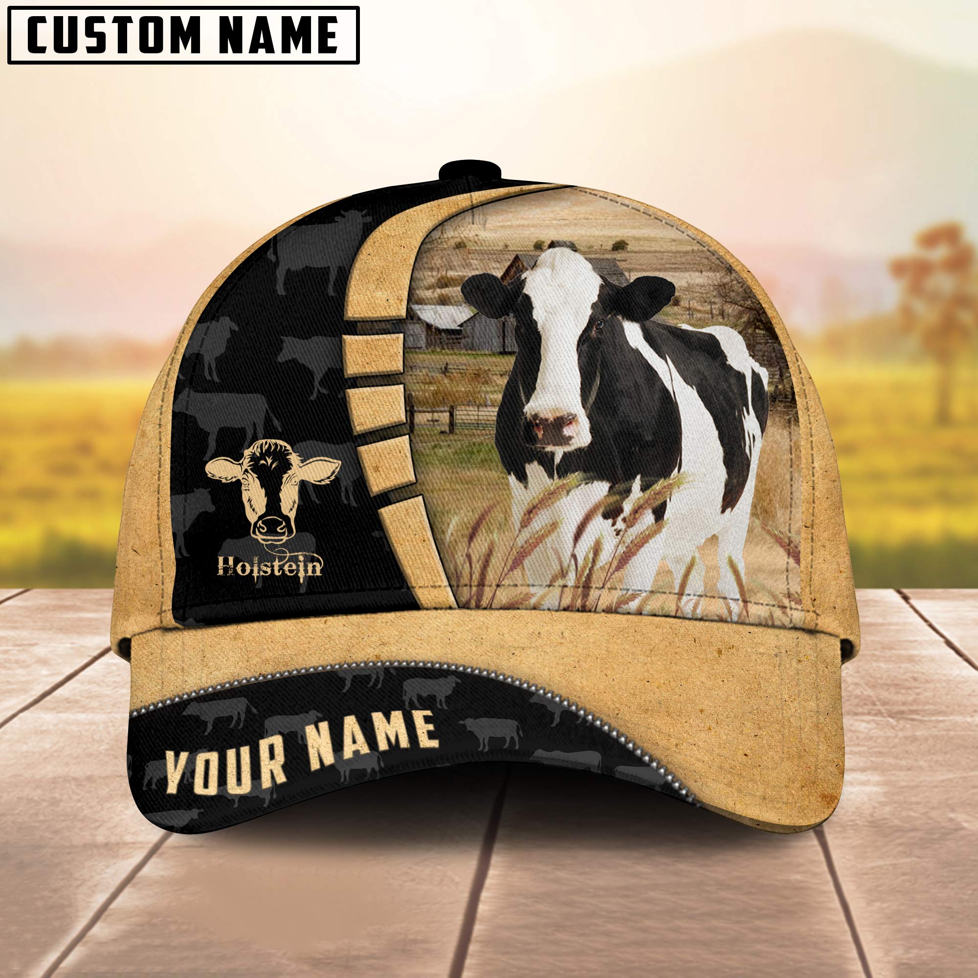 Custom Name Holstein Cattle 3D Cap