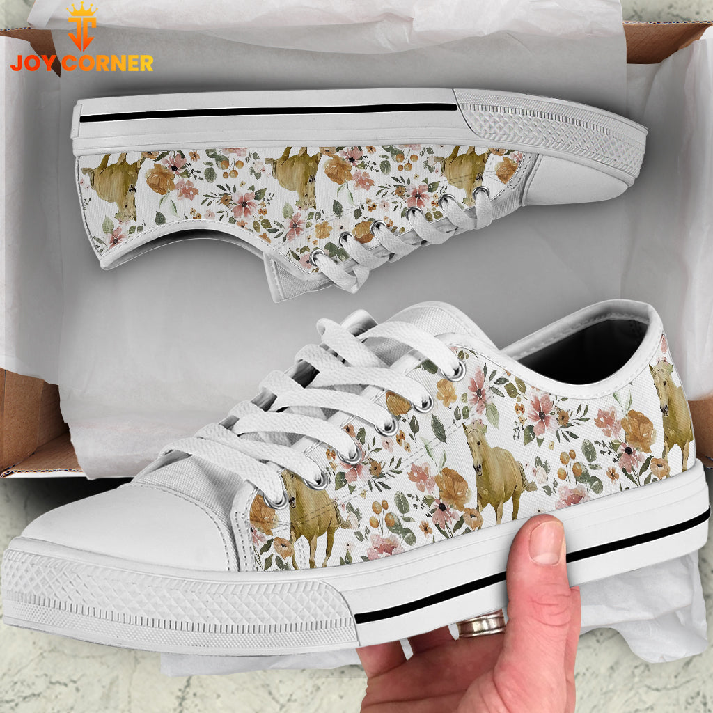 Horse Flower Pattern Low Top Shoes