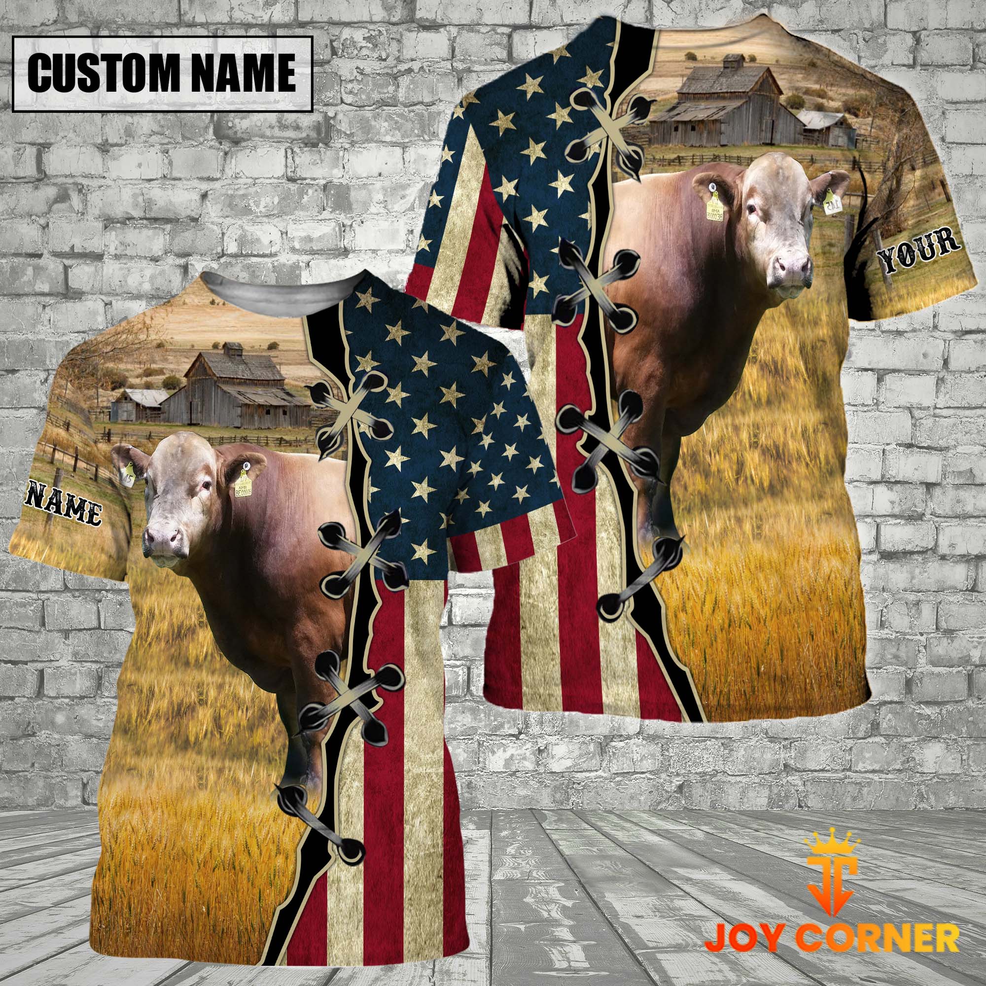 Beefalo On Farms Custom Name American Flag 3D Shirt