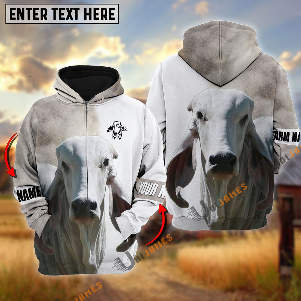 Brahman Cattle And White Personalized Name Shirt