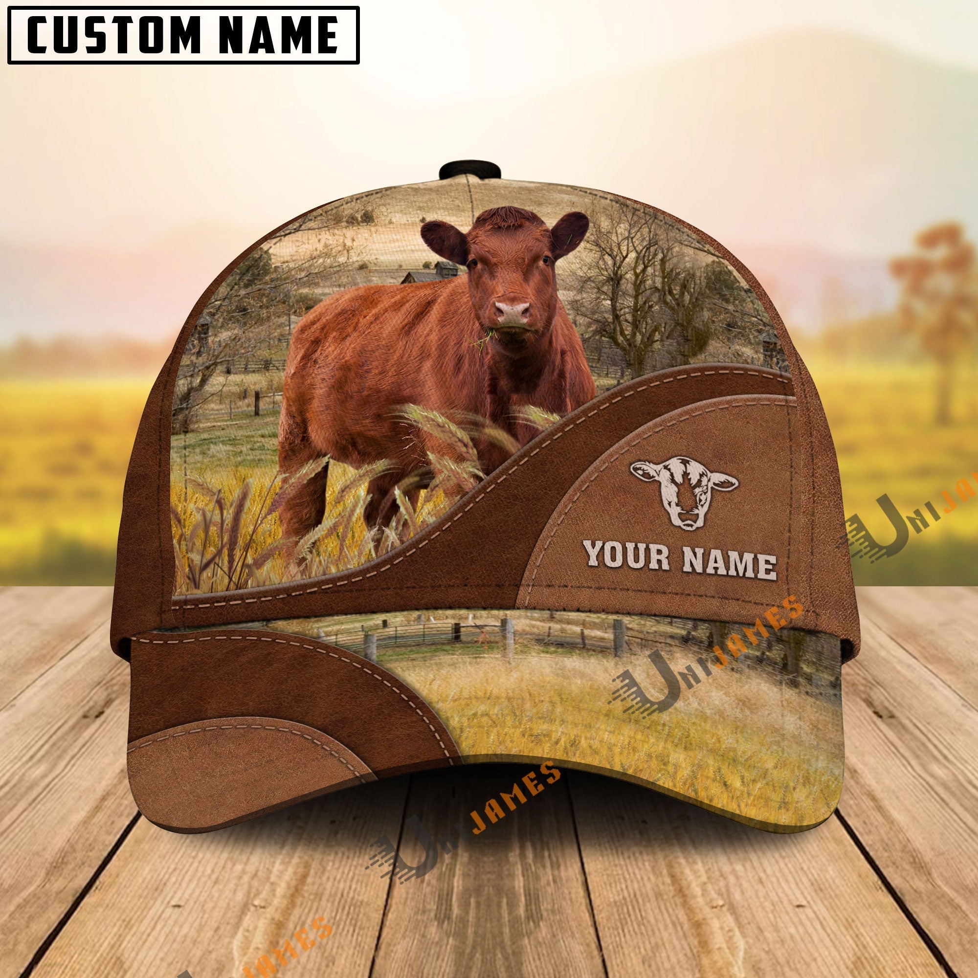 Red Angus Farm Living Pattern Customized Name Cap