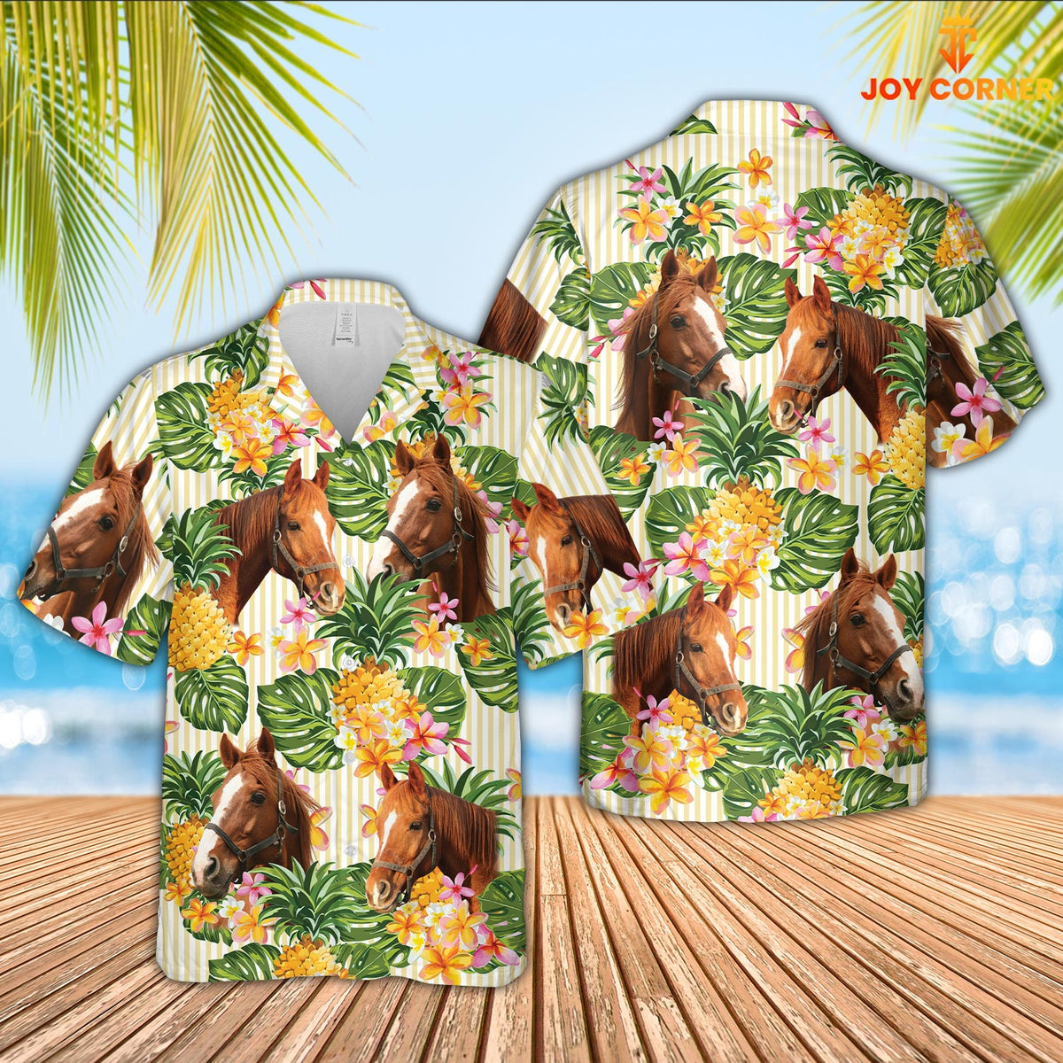 Horse Pineapple Pattern Hawaiian Shirt
