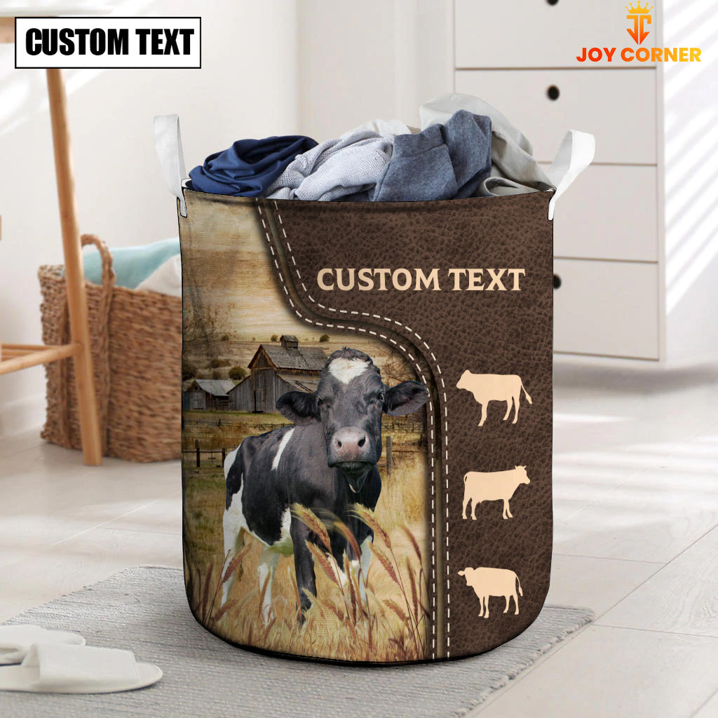 Holstein Custom Name Leather Pattern Laundry Basket