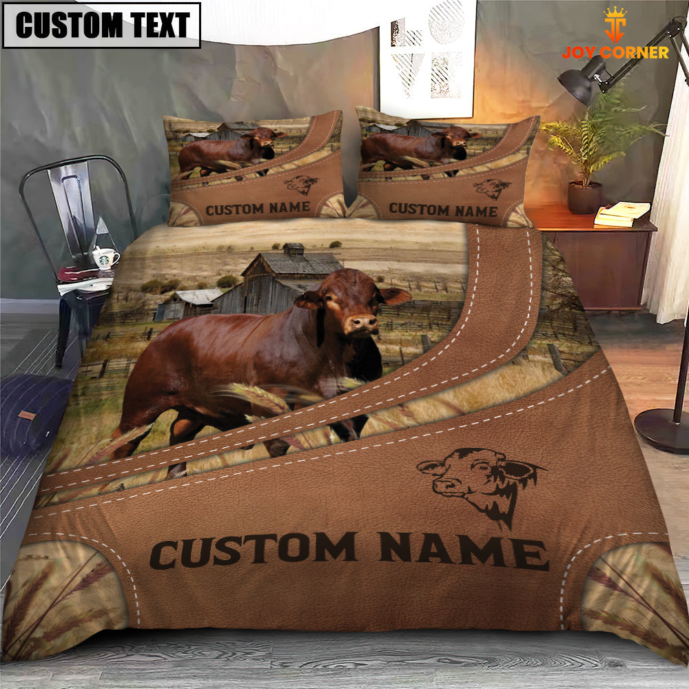 Custom Name Beefmaster On Farm Bedding Set