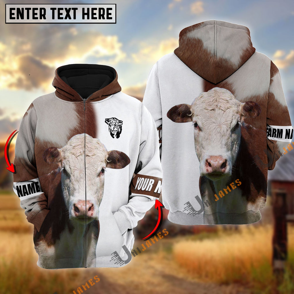 Hereford Cattle And White Personalized Name Shirt