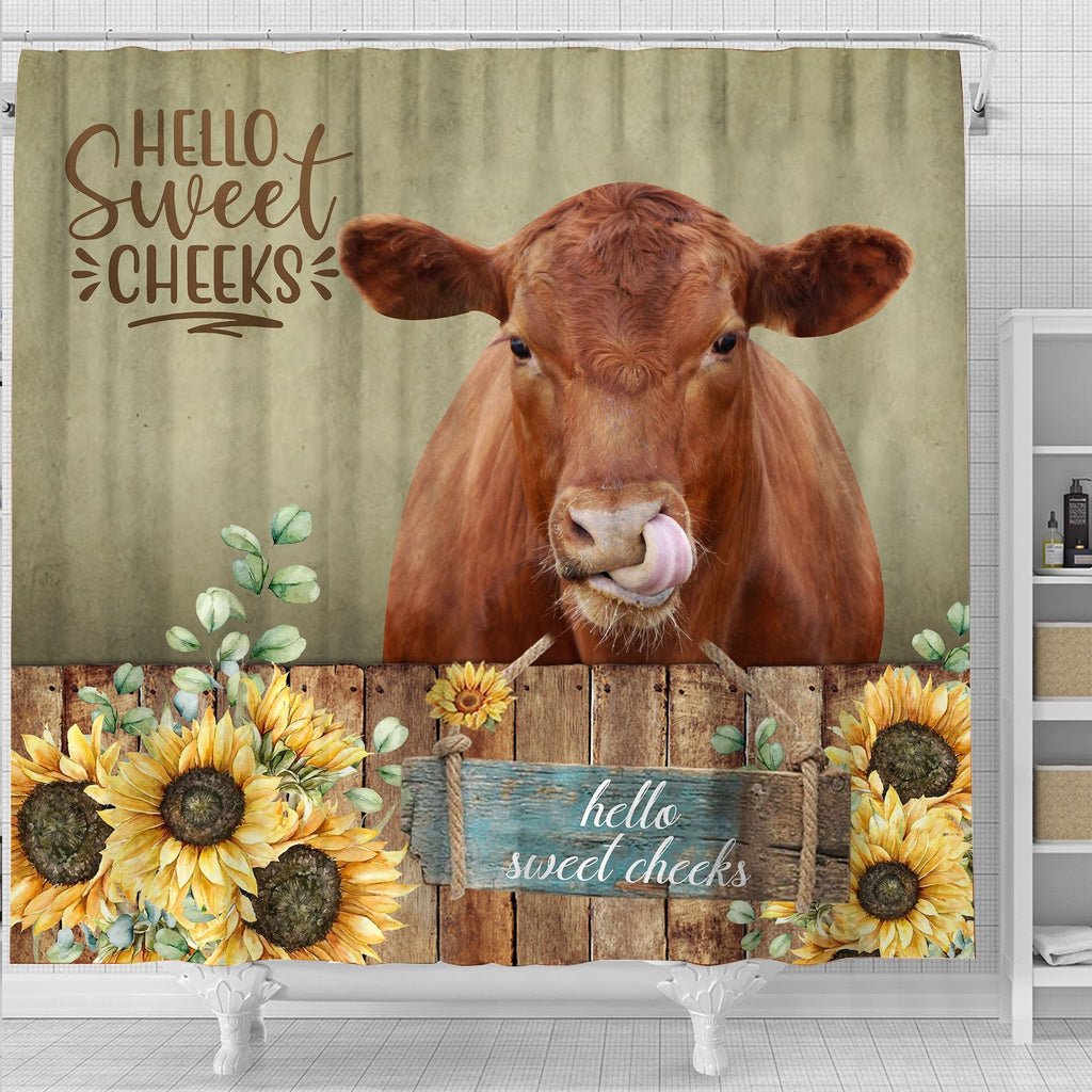 Red Angus Hello Sweet Cheeks 3D Shower Curtain